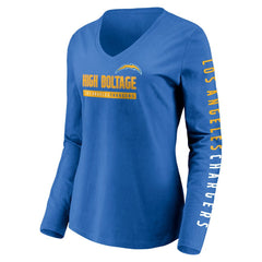 Los Angeles Chargers Women's Slogan V-Neck Long Sleeve T-Shirt - Powder Blue outlet