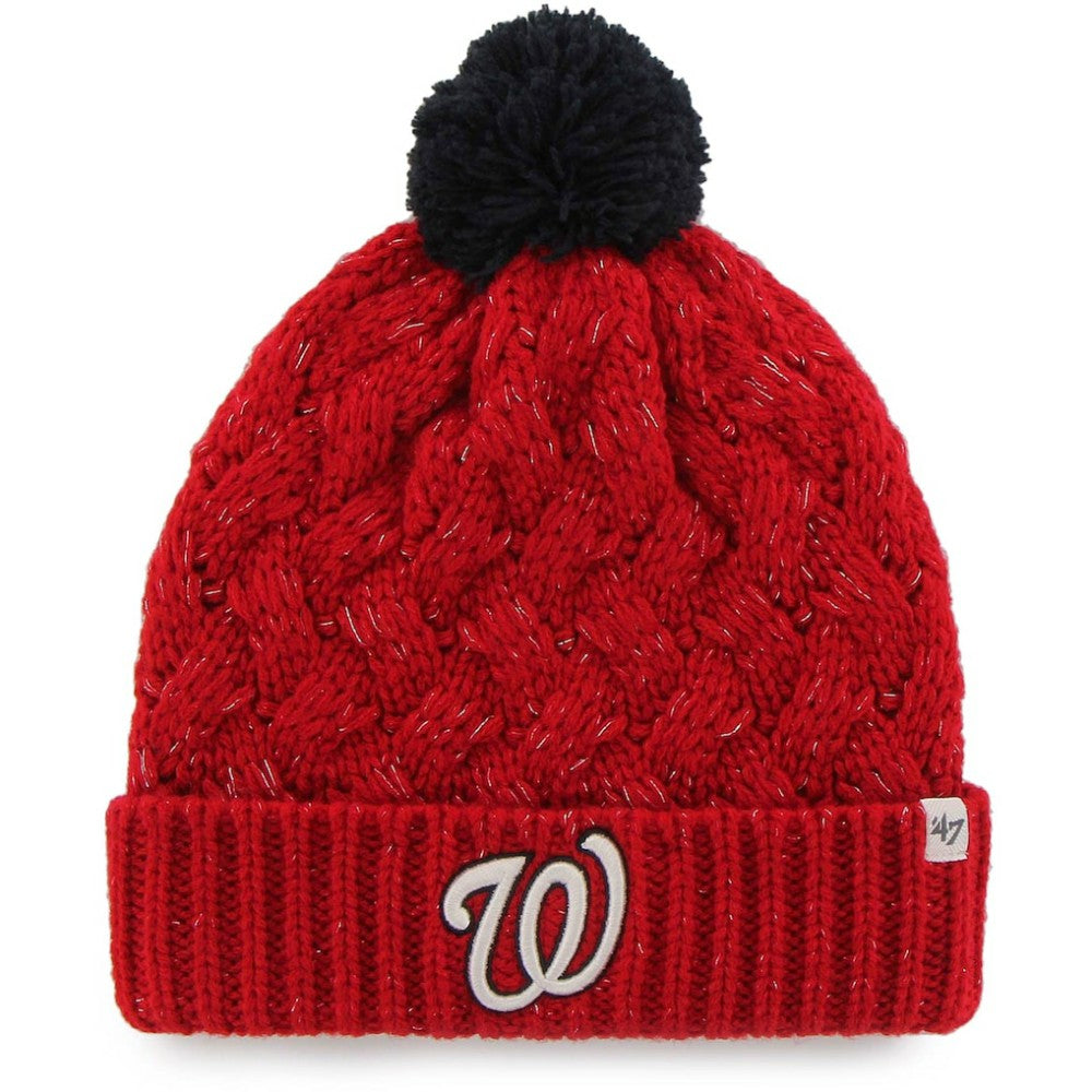 Washington Nationals Women's Knit Cuffed Hat with Pom - Red | 47 brand