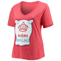 Miami Marlins Women's City Connect Plus Size V-Neck T-Shirt - Heather Red | New Era