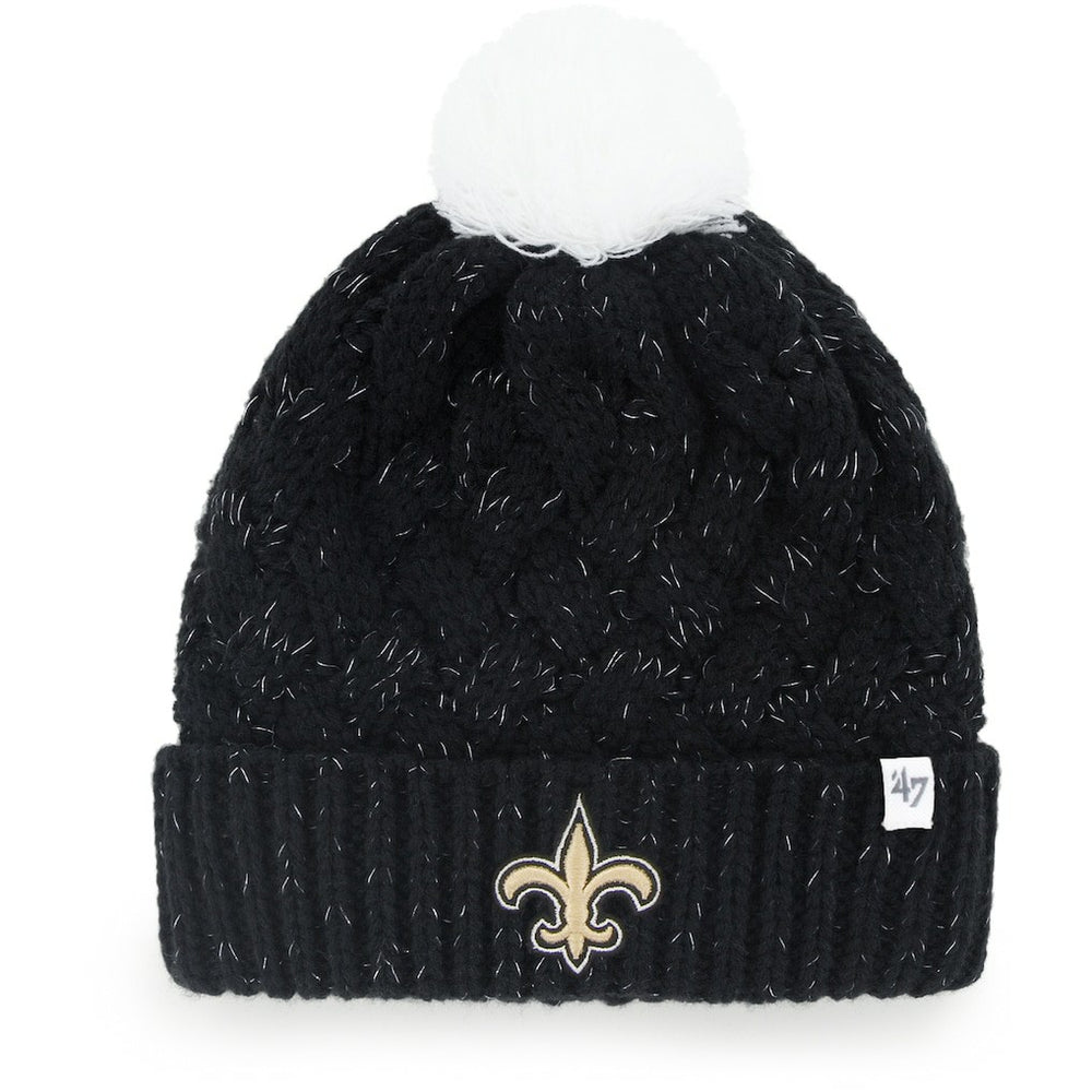 New Orleans Saints '47 Women's Fiona Logo Cuffed Knit Hat with Pom - Black for sale