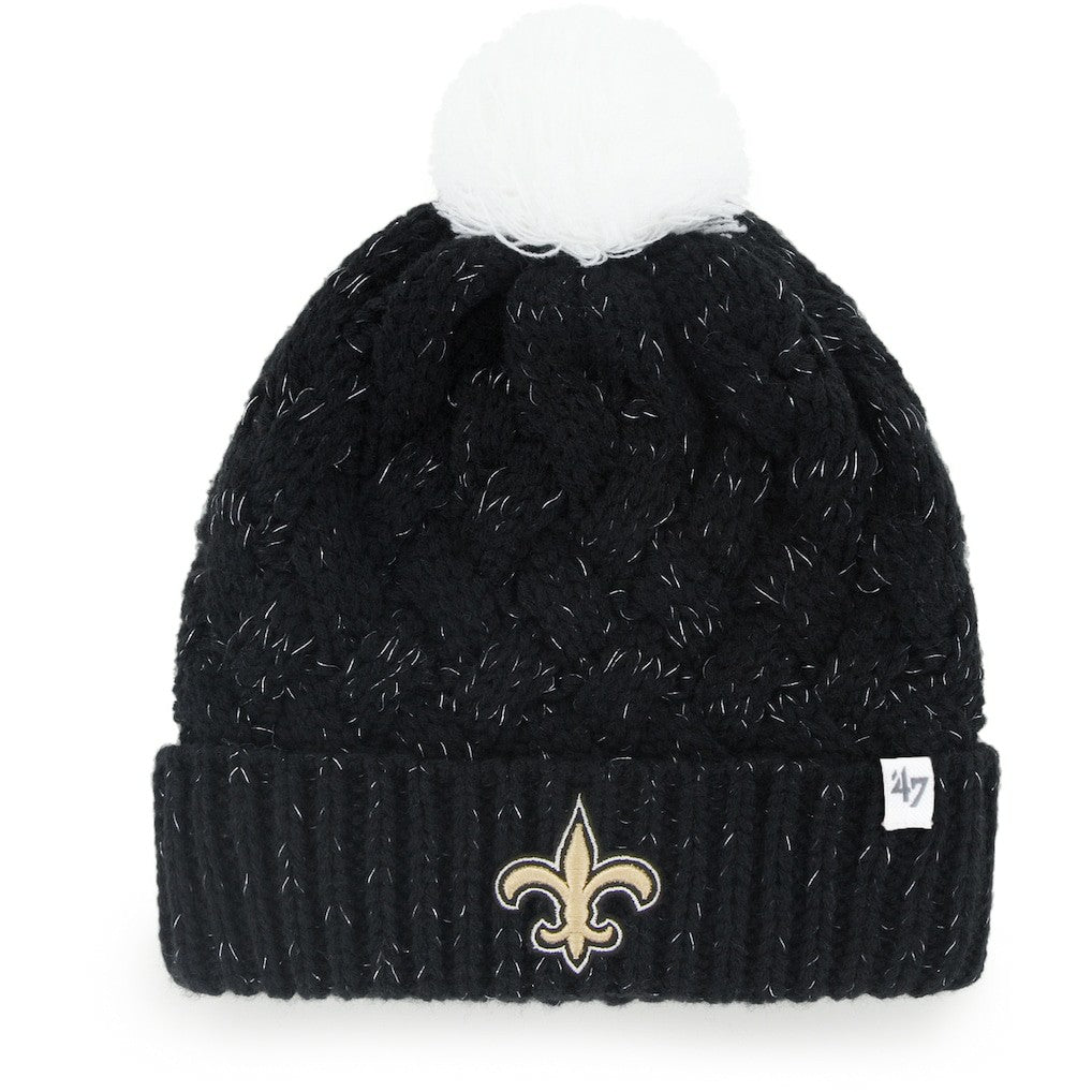 New Orleans Saints '47 Women's Fiona Logo Cuffed Knit Hat with Pom - Black for sale