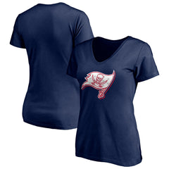Tampa Bay Buccaneers Women's Red White and Team V-Neck T-Shirt - Navy for sale