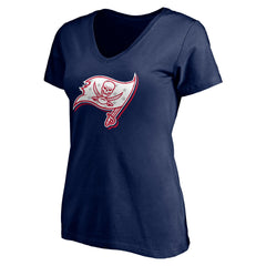 Tampa Bay Buccaneers Women's Red White and Team V-Neck T-Shirt - Navy for sale