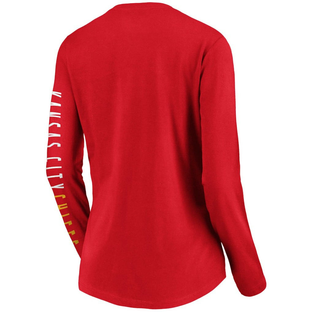 Kansas City Chiefs Women's Slogan V-Neck Long Sleeve T-Shirt - Red for sale