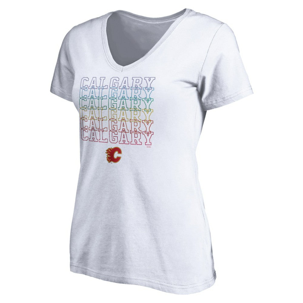 Calgary Flames Women's City Pride V-Neck T-Shirt White