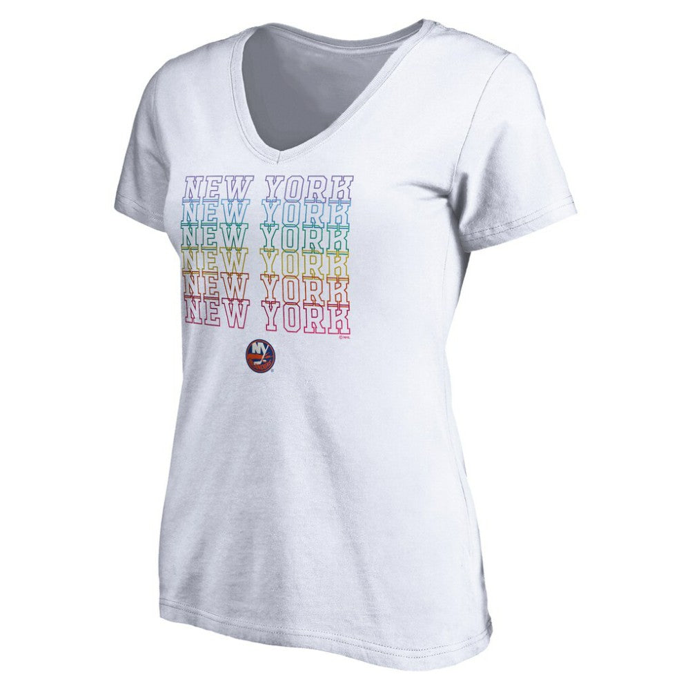 New York Islanders Women's City Pride V-Neck T-Shirt White