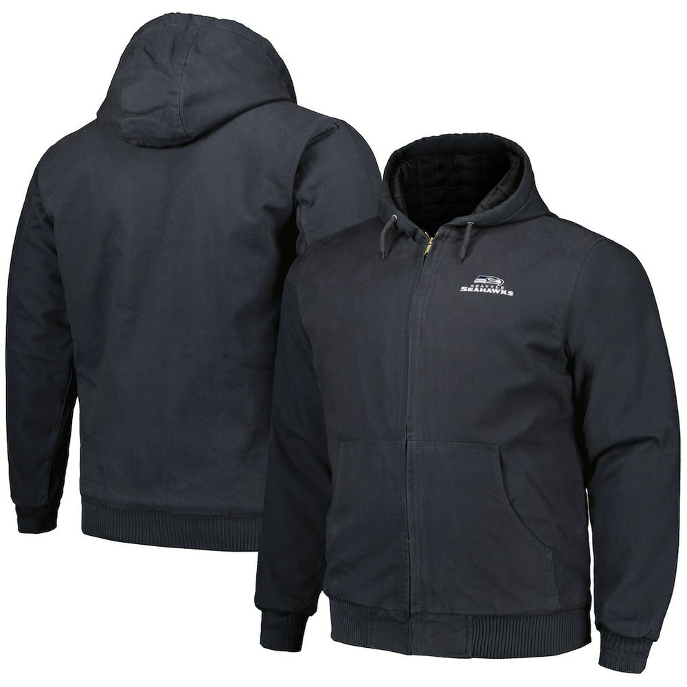 Seattle Seahawks Dunbrooke Big & Tall Dakota Canvas Hoodie Full-Zip Jacket - Charcoal outlet