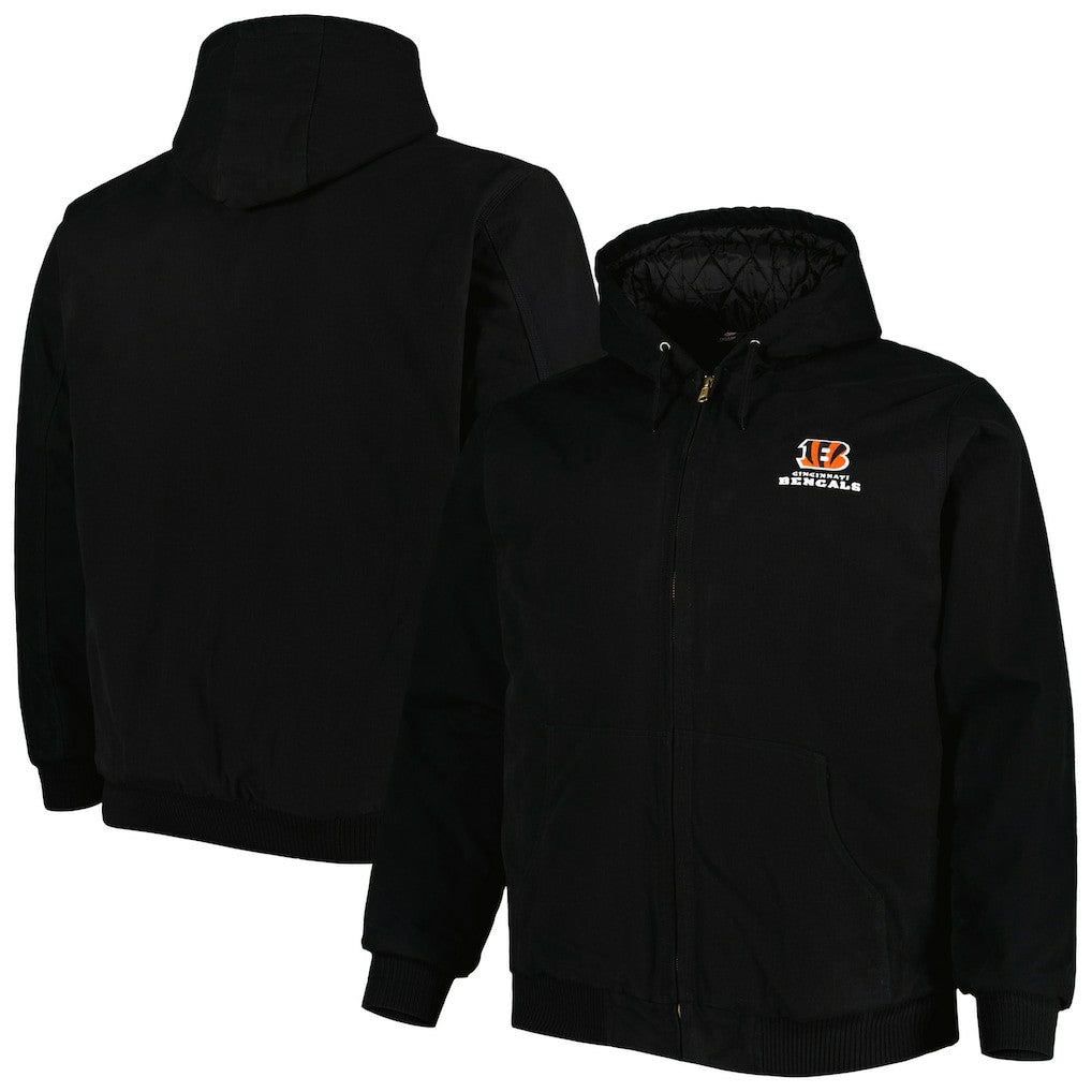 Cincinnati Bengals Dunbrooke Big & Tall Dakota Canvas Hoodie Full-Zip Jacket - Black sale