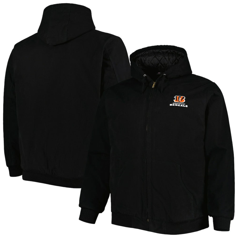 Cincinnati Bengals Dunbrooke Big & Tall Dakota Canvas Hoodie Full-Zip Jacket - Black sale
