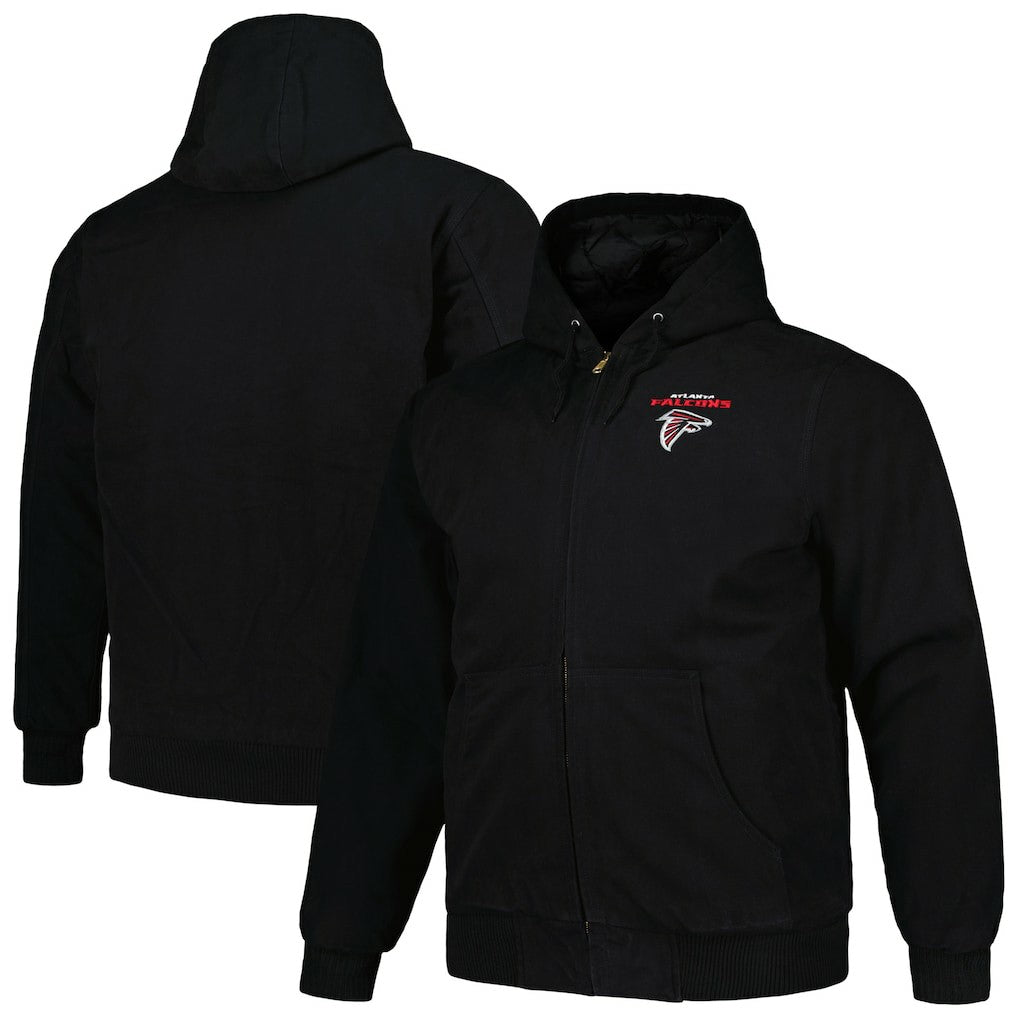 Atlanta Falcons Dunbrooke Big & Tall Dakota Canvas Hoodie Full-Zip Jacket - Black outlet