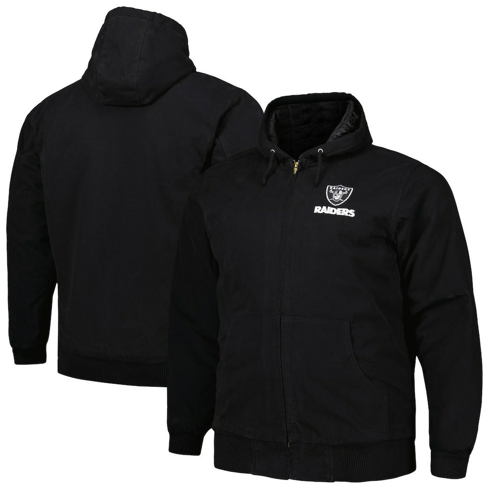 Las Vegas Raiders Dunbrooke Big & Tall Dakota Canvas Hoodie Full-Zip Jacket - Black discount