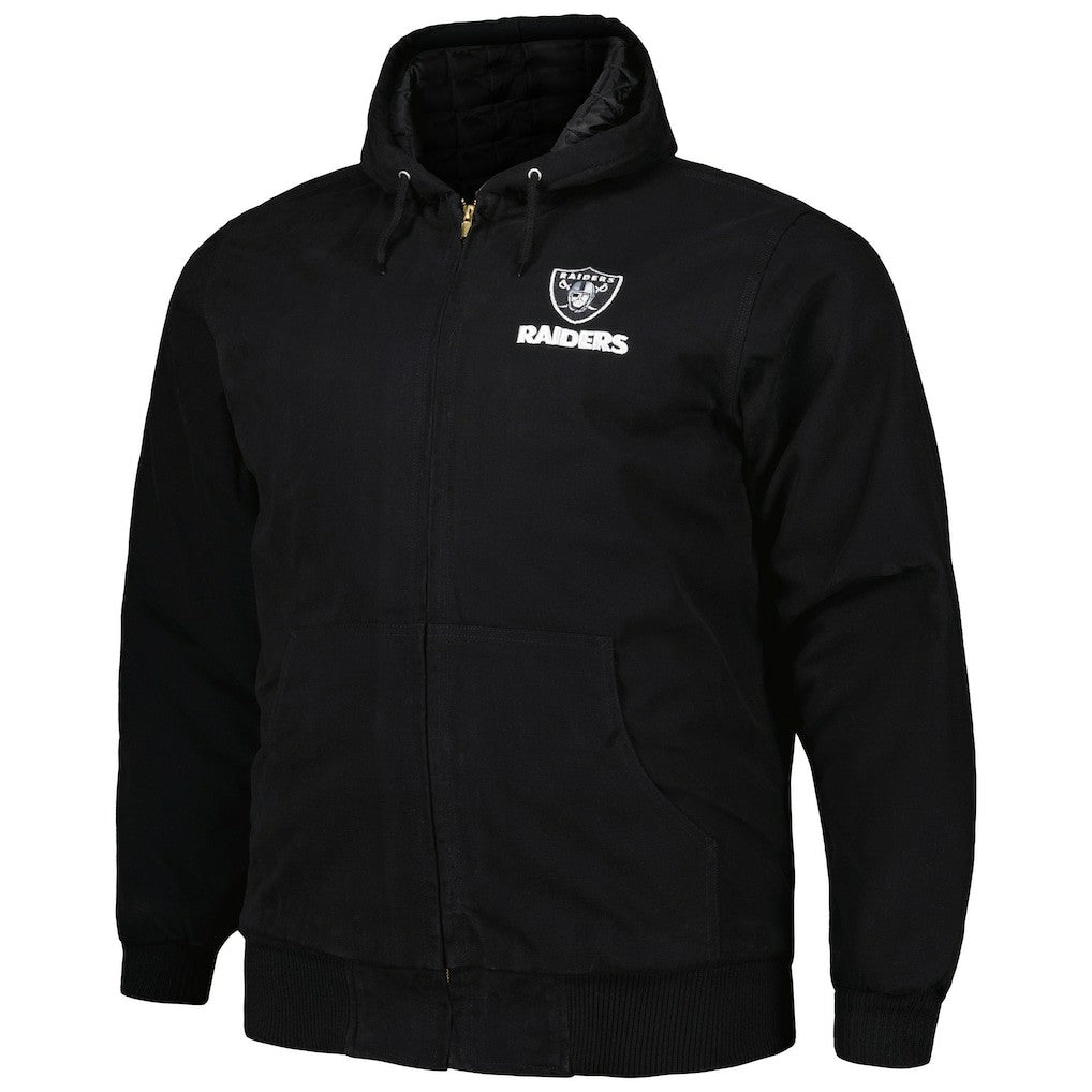 Las Vegas Raiders Dunbrooke Big & Tall Dakota Canvas Hoodie Full-Zip Jacket - Black discount