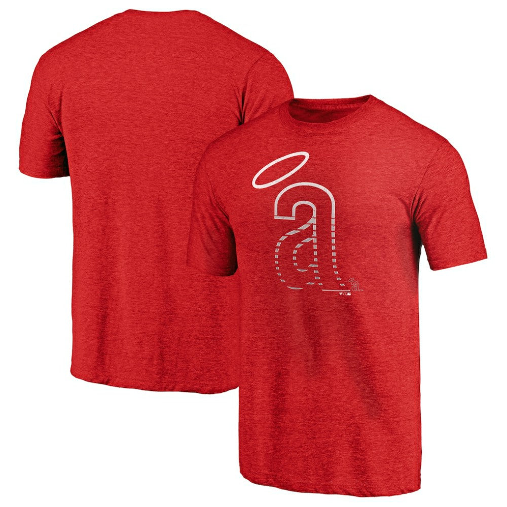 California Angels Cooperstown Weathered Logo Tri-Blend T-Shirt - Red
