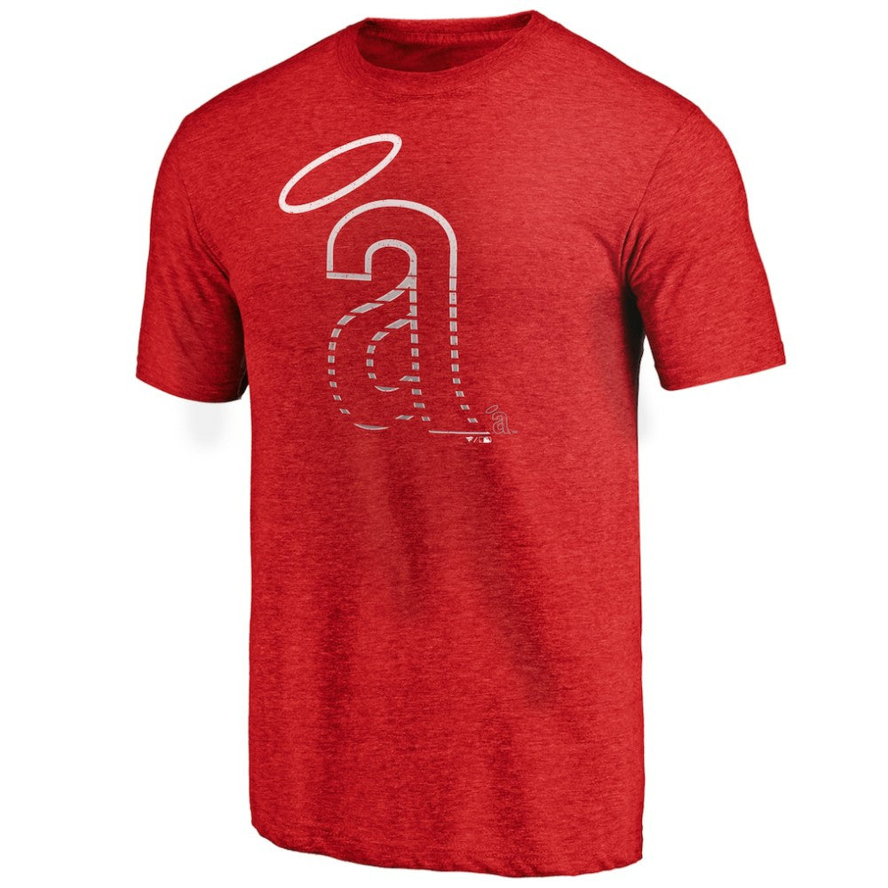 California Angels Cooperstown Weathered Logo Tri-Blend T-Shirt - Red