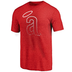 California Angels Cooperstown Weathered Logo Tri-Blend T-Shirt - Red
