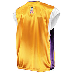 Los Angeles Lakers Hardwood Classics Big & Tall On-Court Shooting V-Neck Shirt - Gold/Purple | Mitchell & Ness sale
