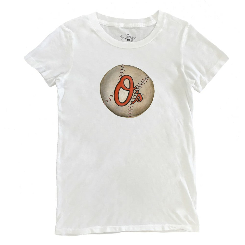 Baltimore Orioles Tiny Turnip Women's Stitched Baseball T-Shirt - White