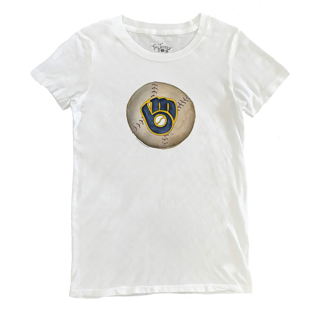 Milwaukee Brewers Tiny Turnip Women's Stitched Baseball T-Shirt - White