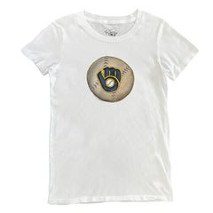 Milwaukee Brewers Tiny Turnip Women's Stitched Baseball T-Shirt - White