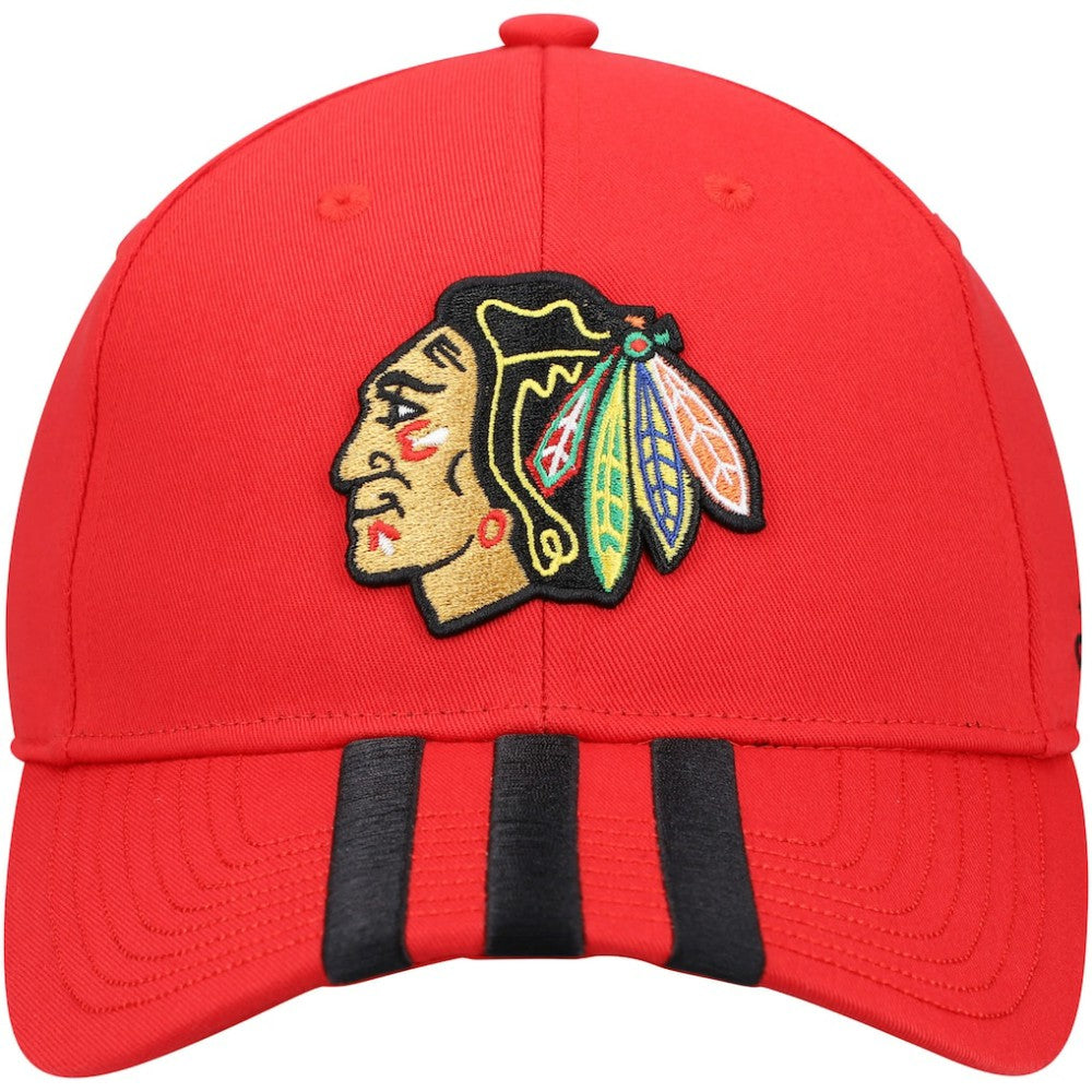 Chicago Blackhawks adidas Locker Room Three Stripe Adjustable Hat Red
