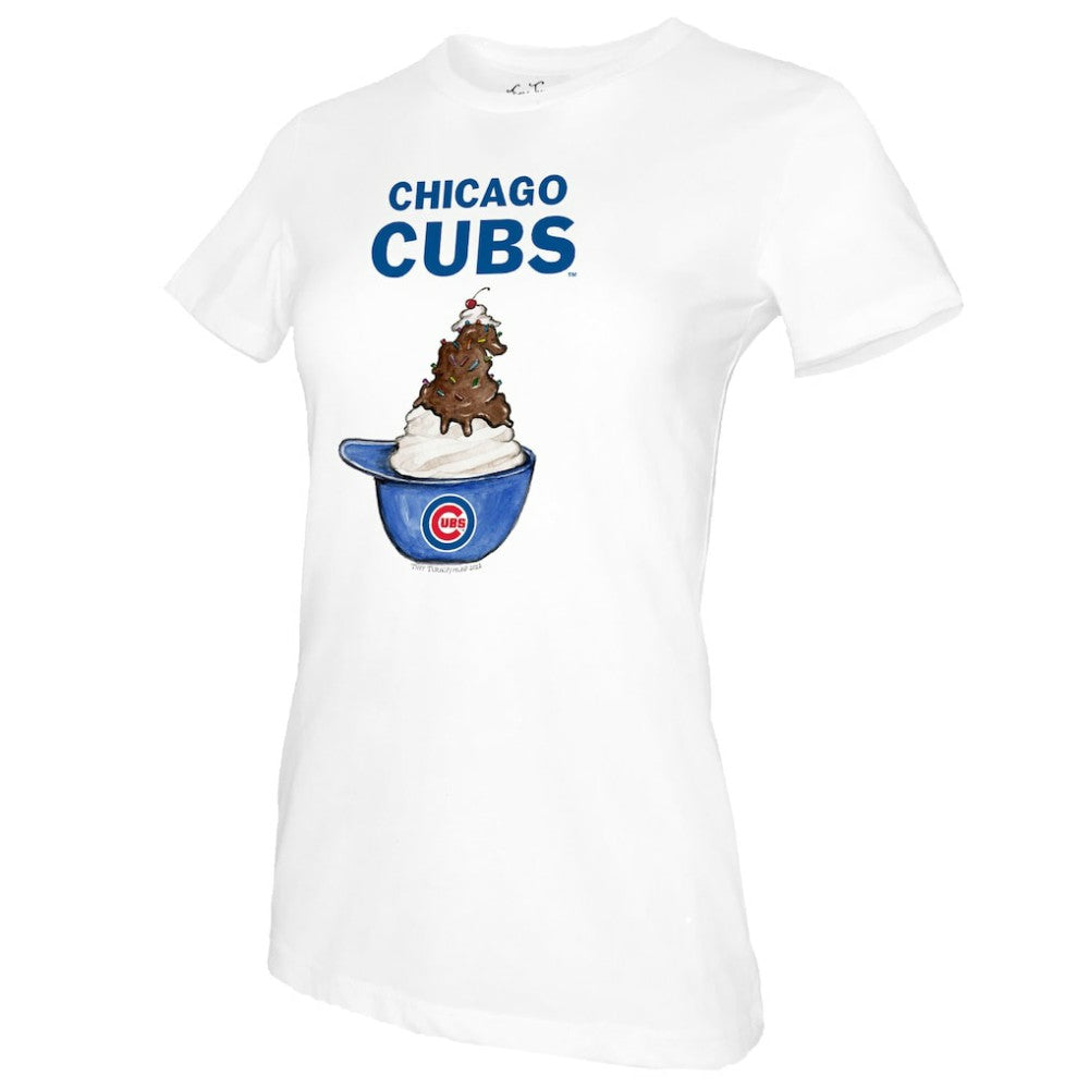 Chicago Cubs Tiny Turnip Women's Sundae Helmet T-Shirt - White
