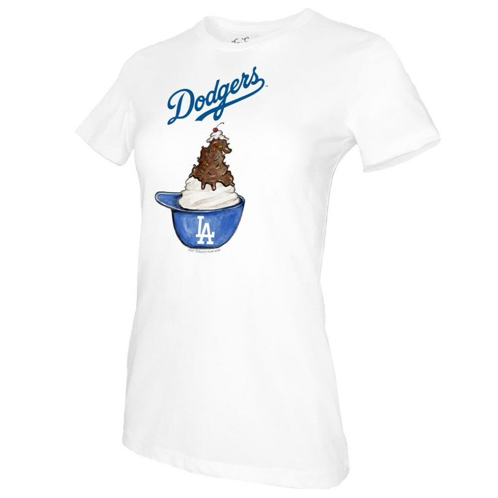 Los Angeles Dodgers Tiny Turnip Women's Sundae Helmet T-Shirt - White