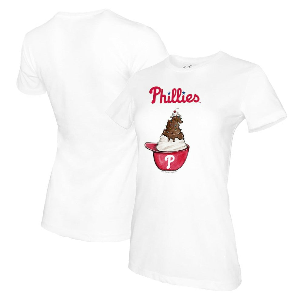 Philadelphia Phillies Tiny Turnip Women's Sundae Helmet T-Shirt - White