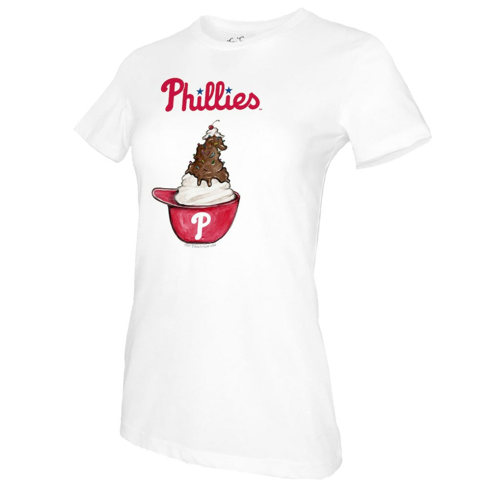 Philadelphia Phillies Tiny Turnip Women's Sundae Helmet T-Shirt - White