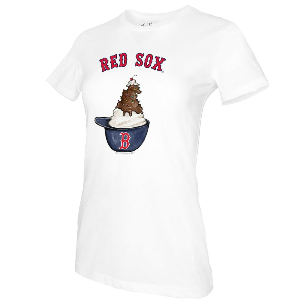 Boston Red Sox Tiny Turnip Women's Sundae Helmet T-Shirt - White