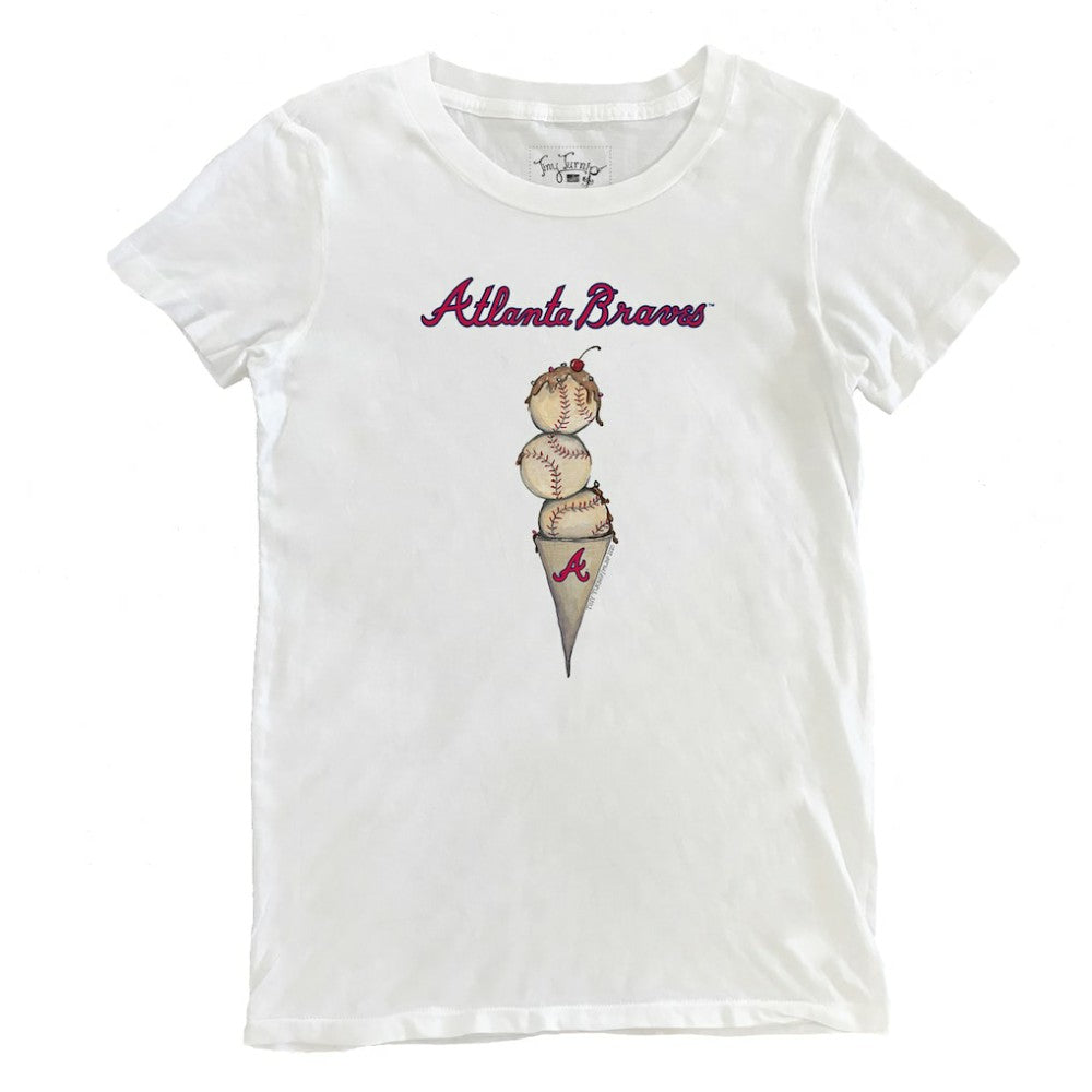 Atlanta Braves Tiny Turnip Women's Triple Scoop T-Shirt - White