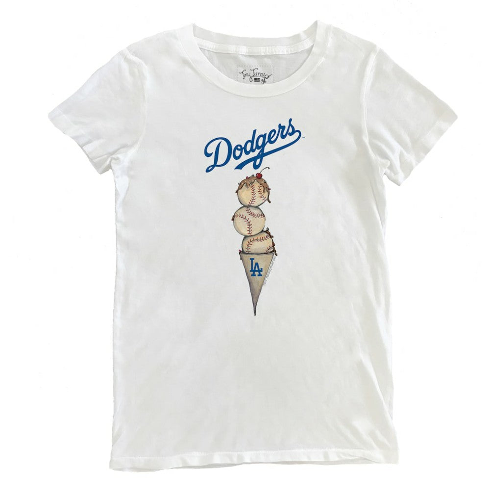 Los Angeles Dodgers Tiny Turnip Women's Triple Scoop T-Shirt - White