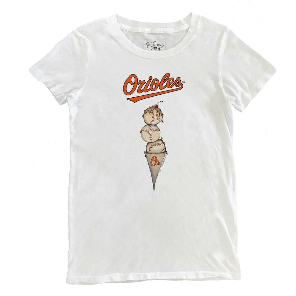 Baltimore Orioles Tiny Turnip Women's Triple Scoop T-Shirt - White