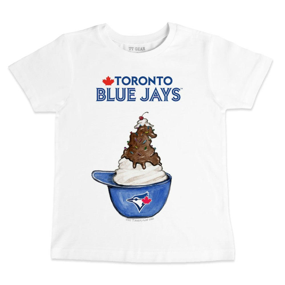 Toronto Blue Jays Tiny Turnip Youth Sundae Helmet T-Shirt - White