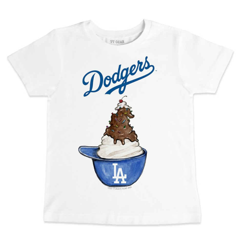 Los Angeles Dodgers Tiny Turnip Youth Sundae Helmet T-Shirt - White