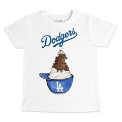 Los Angeles Dodgers Tiny Turnip Youth Sundae Helmet T-Shirt - White