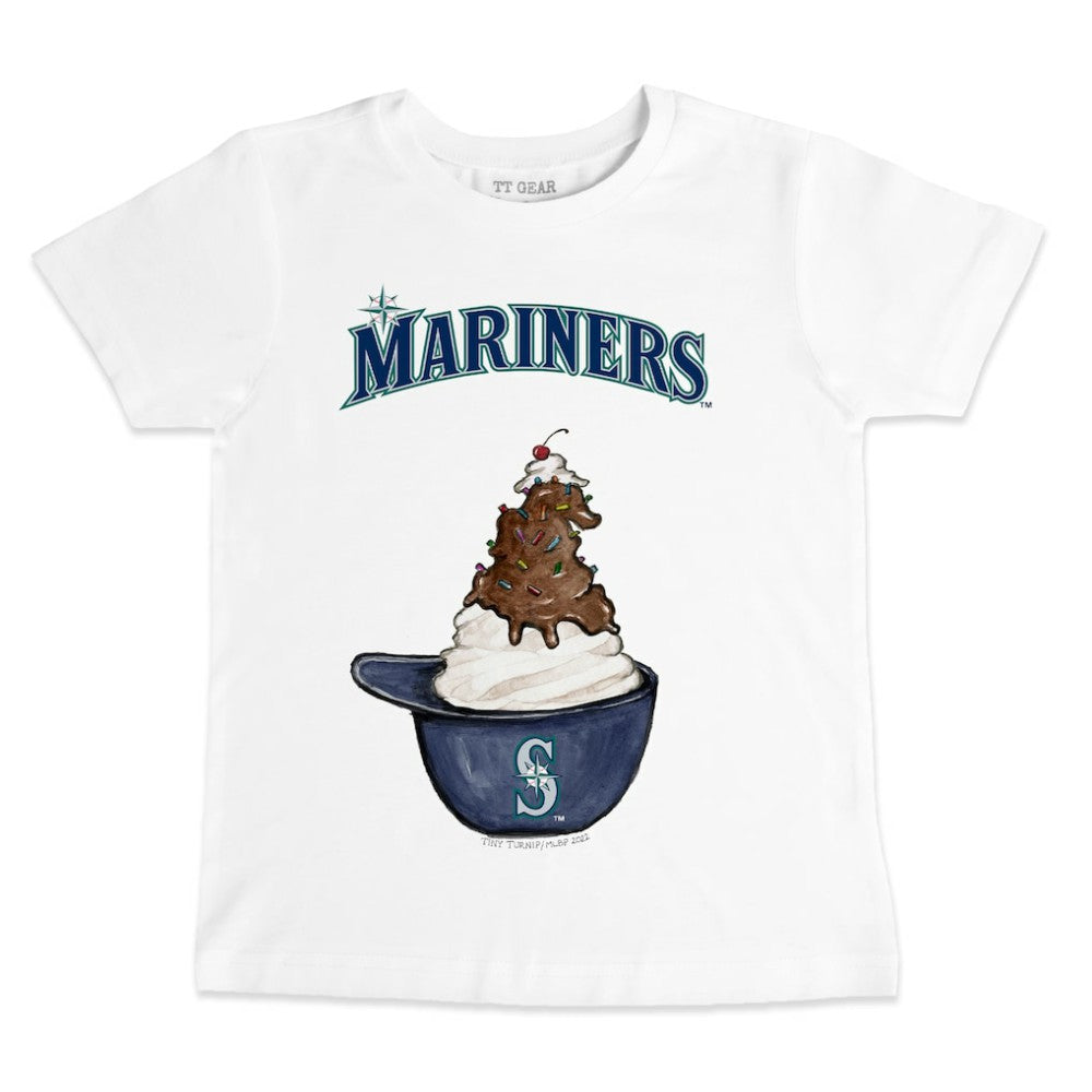 Seattle Mariners Tiny Turnip Youth Sundae Helmet T-Shirt - White