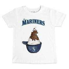 Seattle Mariners Tiny Turnip Youth Sundae Helmet T-Shirt - White