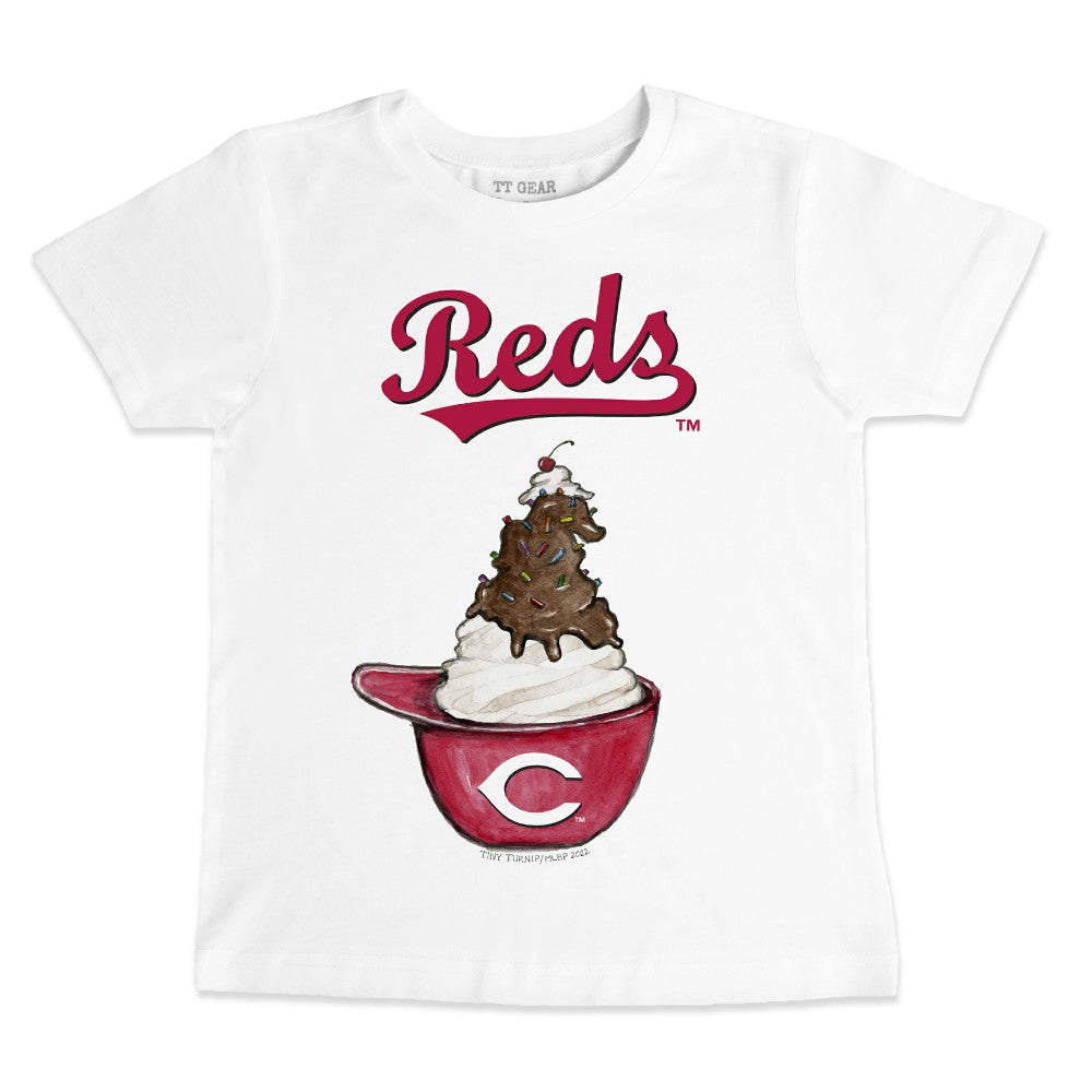 Cincinnati Reds Tiny Turnip Youth Sundae Helmet T-Shirt - White
