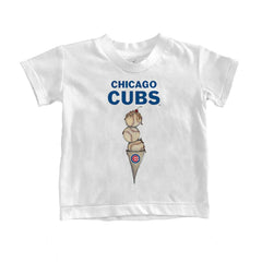Chicago Cubs Tiny Turnip Youth Triple Scoop T-Shirt - White