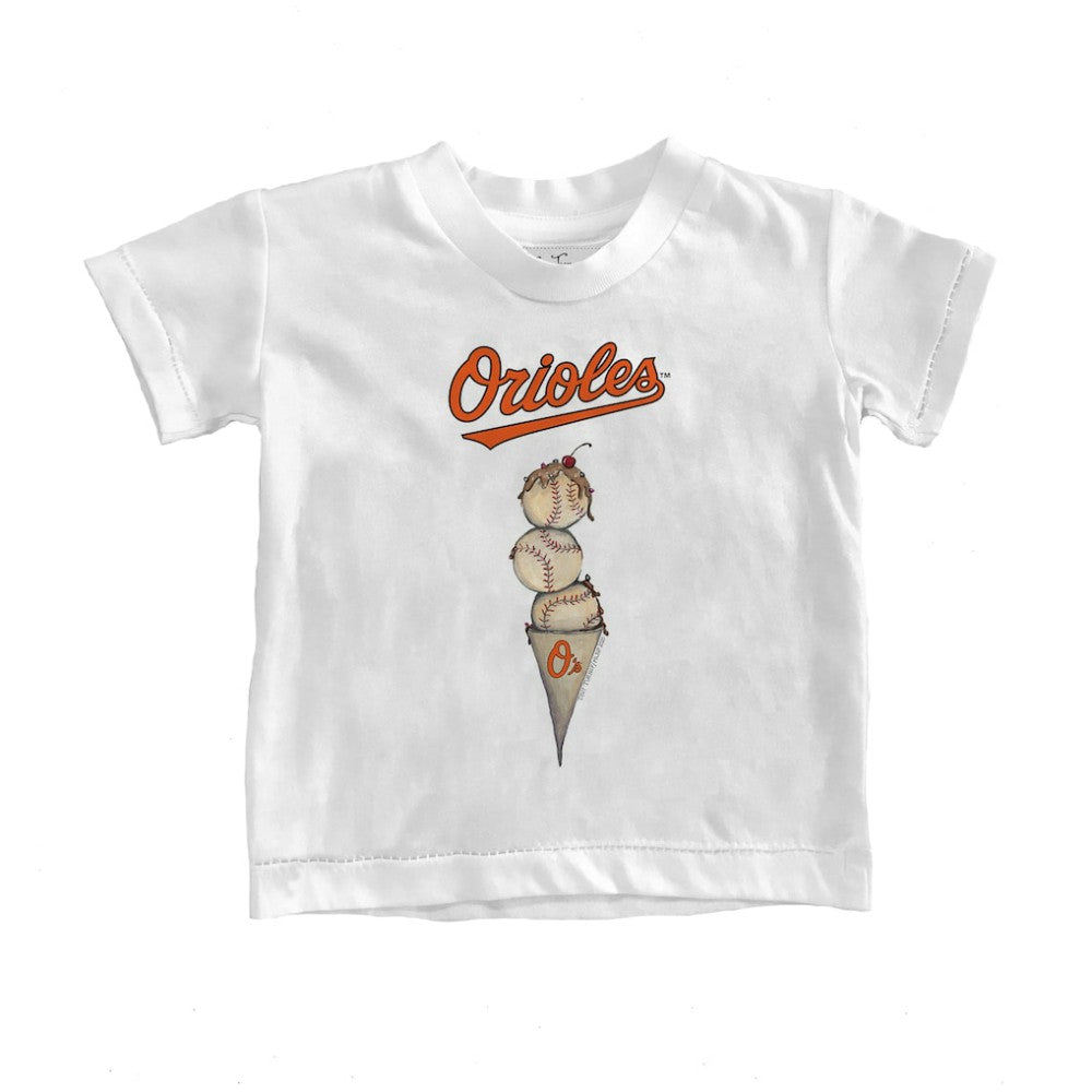Baltimore Orioles Tiny Turnip Youth Triple Scoop T-Shirt - White