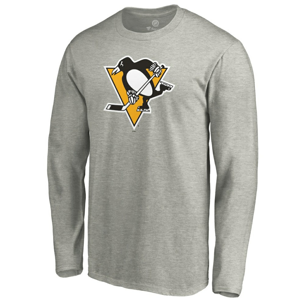 Pittsburgh Penguins Primary Logo Long Sleeve T-Shirt Heather Gray