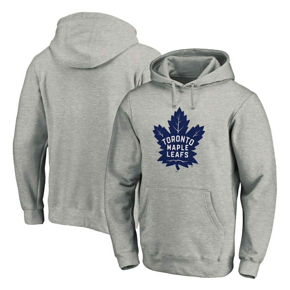 Toronto Maple Leafs Primary Team Logo Fleece Fitted Pullover Hoodie Heather Gray