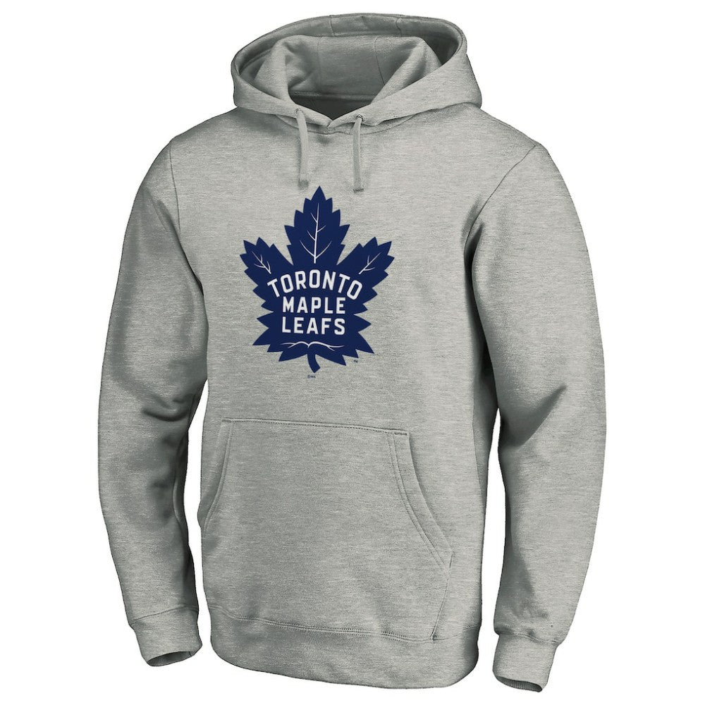 Toronto Maple Leafs Primary Team Logo Fleece Fitted Pullover Hoodie Heather Gray