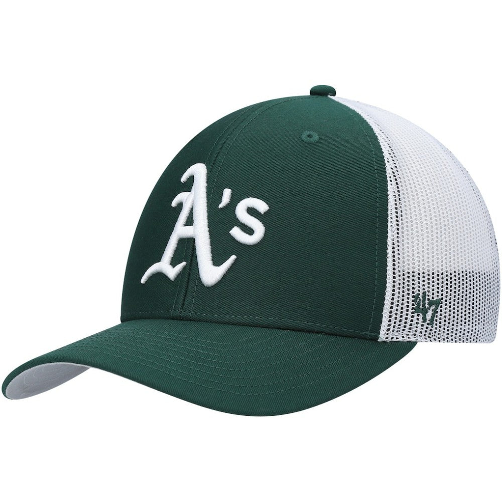 Athletics Primary Logo Trucker Snapback Hat - Green/White | 47 brand