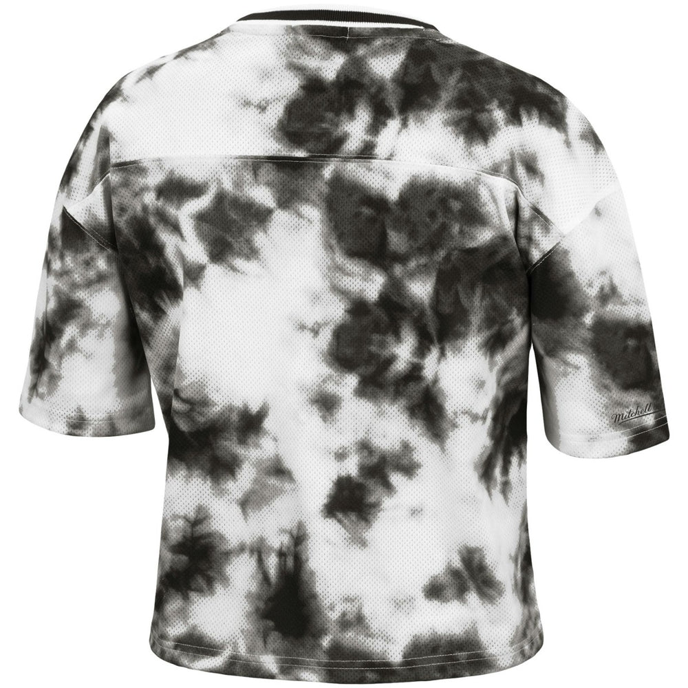 Toronto Raptors Women's Hardwood Classics Tie-Dye Cropped T-Shirt - Black/White | Mitchell & Ness for sale