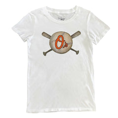 Baltimore Orioles Tiny Turnip Women's Baseball Crossbats T-Shirt - White