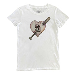 San Diego Padres Tiny Turnip Women's Heart Bat T-Shirt - White