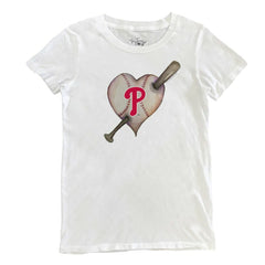 Philadelphia Phillies Tiny Turnip Women's Heart Bat T-Shirt - White