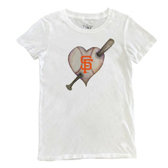 San Francisco Giants Tiny Turnip Women's Heart Bat T-Shirt - White