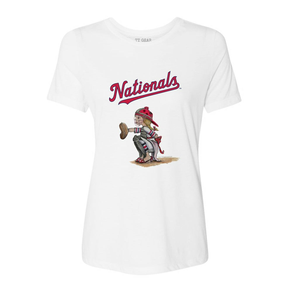 Washington Nationals Tiny Turnip Women's Kate the Catcher T-Shirt - White
